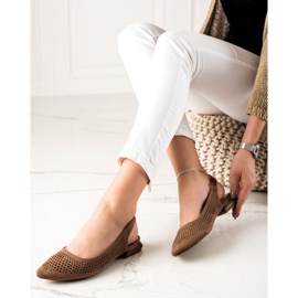 M.Daszyński Pantofi ajurati, cu toc expus maro 2