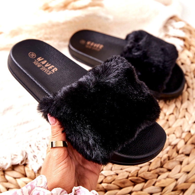 PH1 Papuci de cauciuc în formă de blană negru Emmie 1