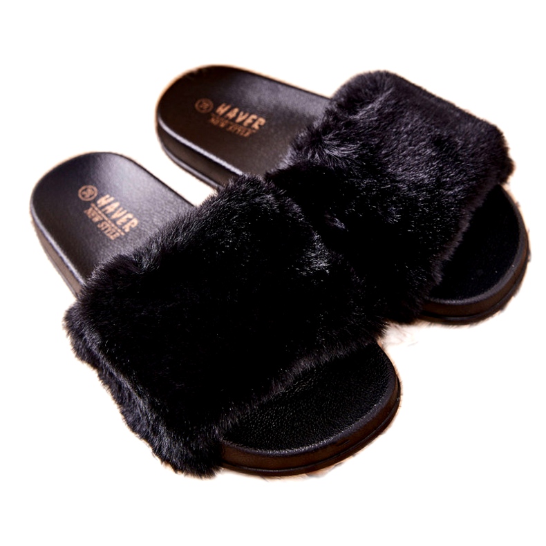 PH1 Papuci de cauciuc în formă de blană negru Emmie 3