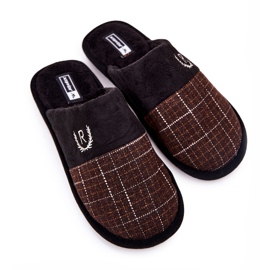 WJ1 Papuci în carouri maro cald Blase 2 WJ1 Papuci în carouri maro cald Blase 2