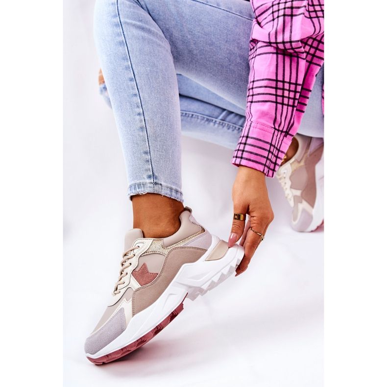 Pantofi Sport Pe Platforma Berenice Bej-Roz 2