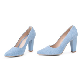 Marco Shoes Pompe albastre din piele intoarsa cu puncte 3D albastru 1