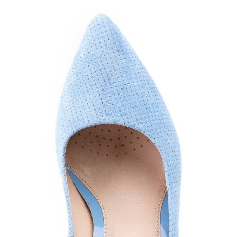 Marco Shoes Pompe albastre din piele intoarsa cu puncte 3D albastru 2
