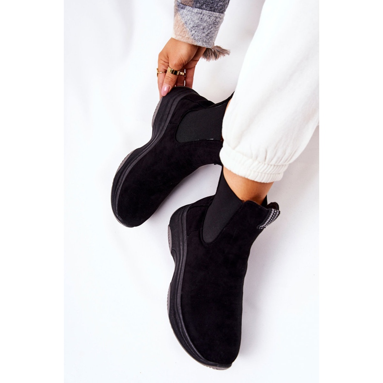 WS1 Cizme negre Nicci din piele intoarsa cu platforma negru 1