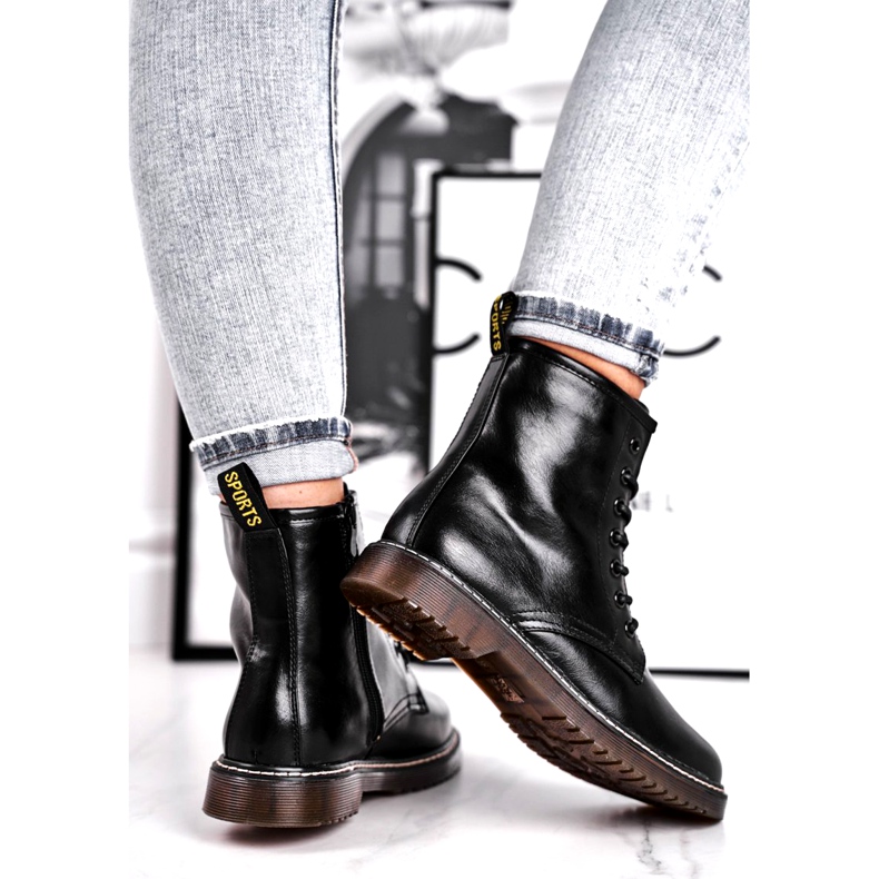 EVE Cizme pentru femei Cizme Trappers lăcuite Negru Marita 3