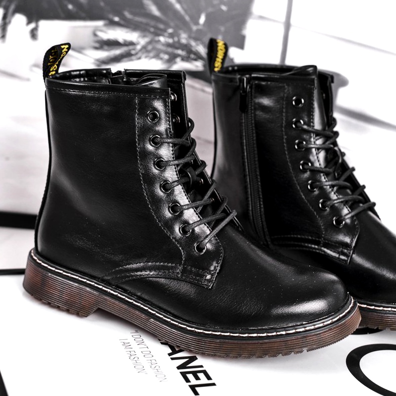 EVE Cizme pentru femei Cizme Trappers lăcuite Negru Marita 4