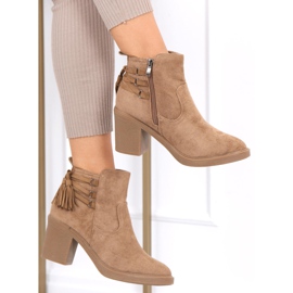 Cizme cu toc cauciuc Alva Camel bej 1