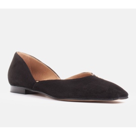 Marco Shoes Balerini într-o combinație de piele intoarsa si impletituri negru 1