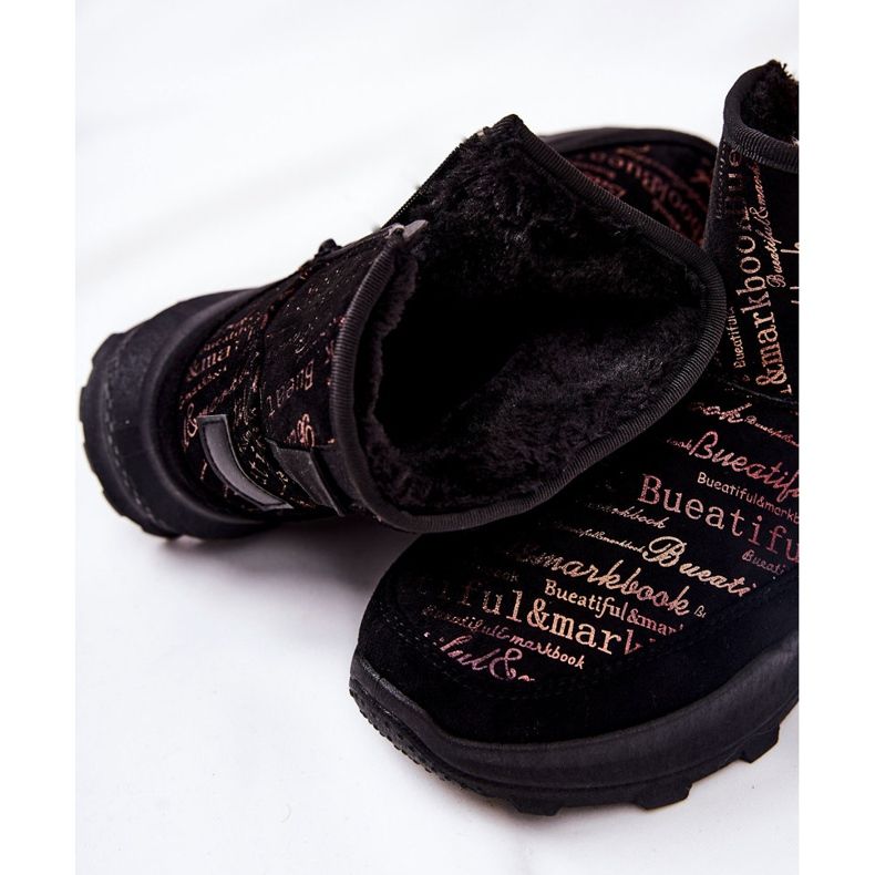 PE1 Cizme De Zăpadă Călduțe Cu Print Negru Frezie 1