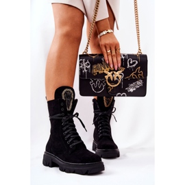 PL4 Cizme negre din piele intoarsa cu ornamente Elaina negru 2