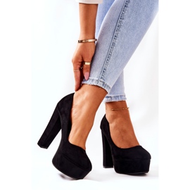 WS1 Pompe din piele intoarsa pe platforma Bemiso neagra negru 2