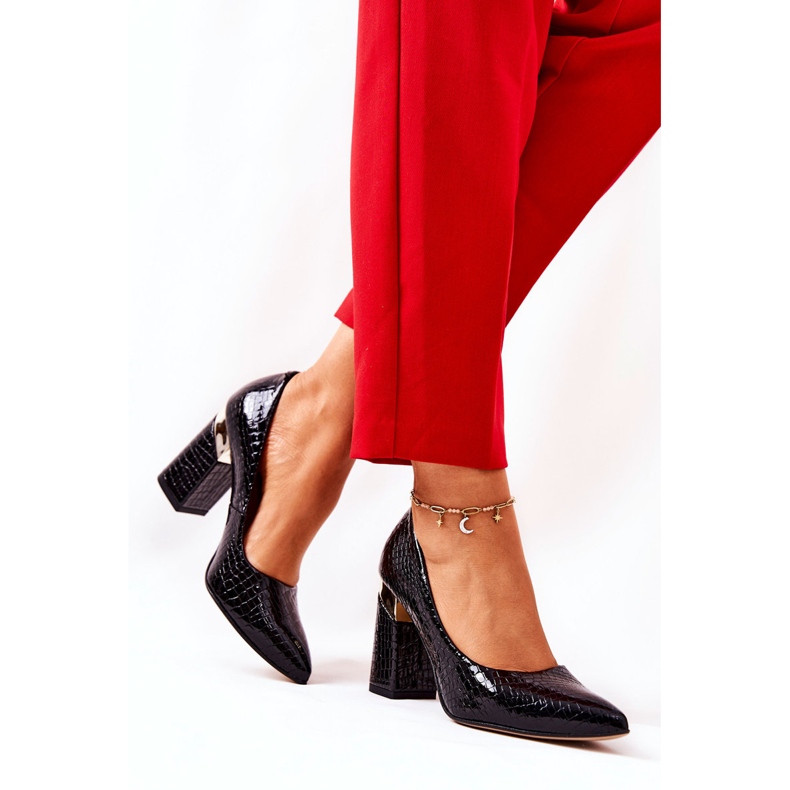 Lewski Shoes Pompi din piele Lewski Snake 3117 Negru 2