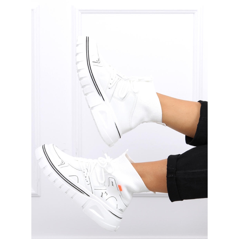 Pantofi sport cu șosetă Malin White alb 1