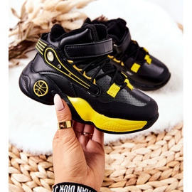 PJ2 Cizme de zăpadă calde negre pentru copii Herry negru galben 1