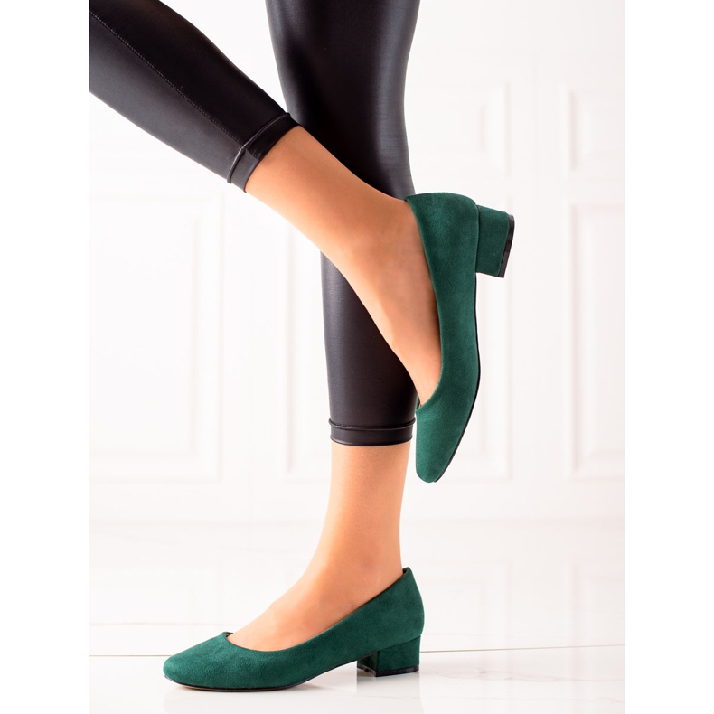 Sabatina Pompe din piele de căprioară verde 1