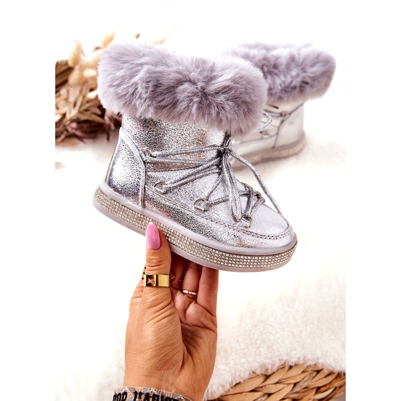 FR1 Cizme De Zapada Copii Cu Blana Silver Grandis argint 3