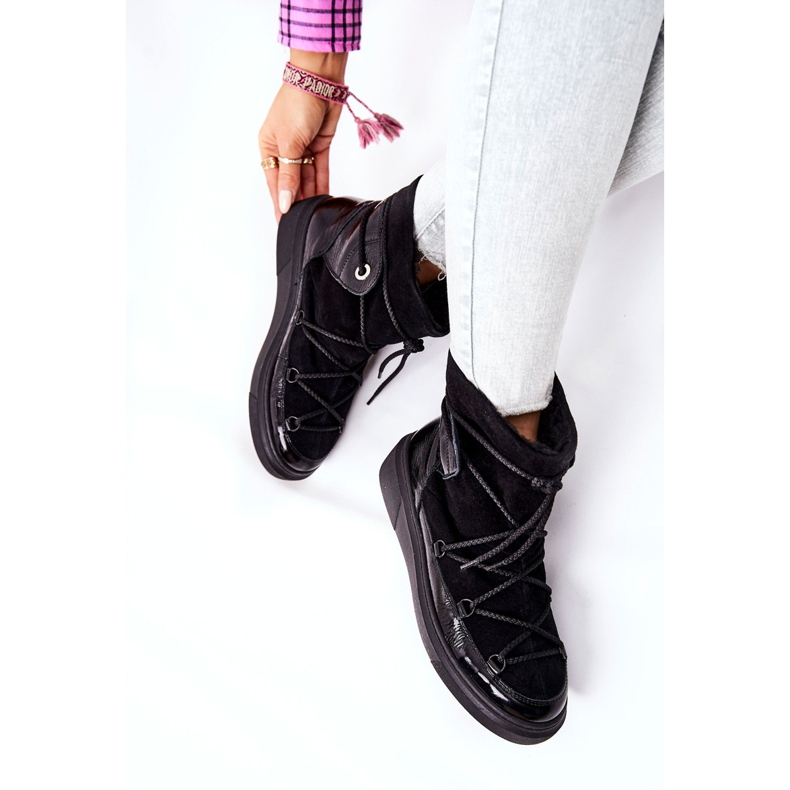 PF1 Cizme de zapada din piele intoarsa calduroasa Clarem Neagra negru 2