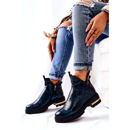 PA2 Cizme verde Tanya Crocodile din piele caldă negru 5