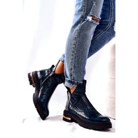 PA2 Cizme verde Tanya Crocodile din piele caldă negru 1