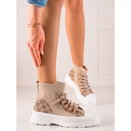 TRENDI Pantofi sport înalți bej maro 1