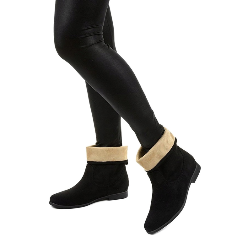 Cizme alunecate de piele de căprioară neagră Islevine negru 3