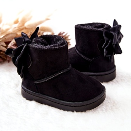 Cizme De Zăpadă Călduțe Pentru Copii Cu Arc Negru Snowis 3