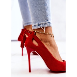 PS1 Damă Stilettos piele intoarsa cu Spitz Red Leven roșu 2