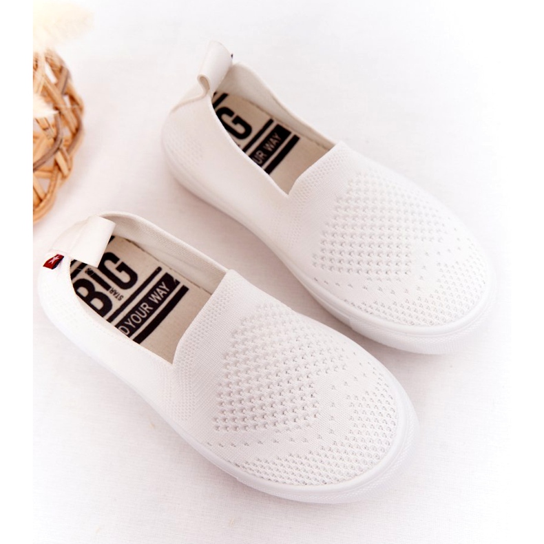 Adidași alunecați albi pentru copii Big Star HH374105 Slip-On 2