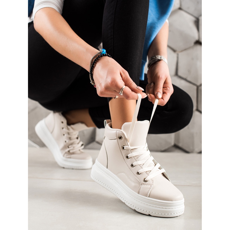 Renda Adidași Înalți Cu Piele Ecologică bej 1