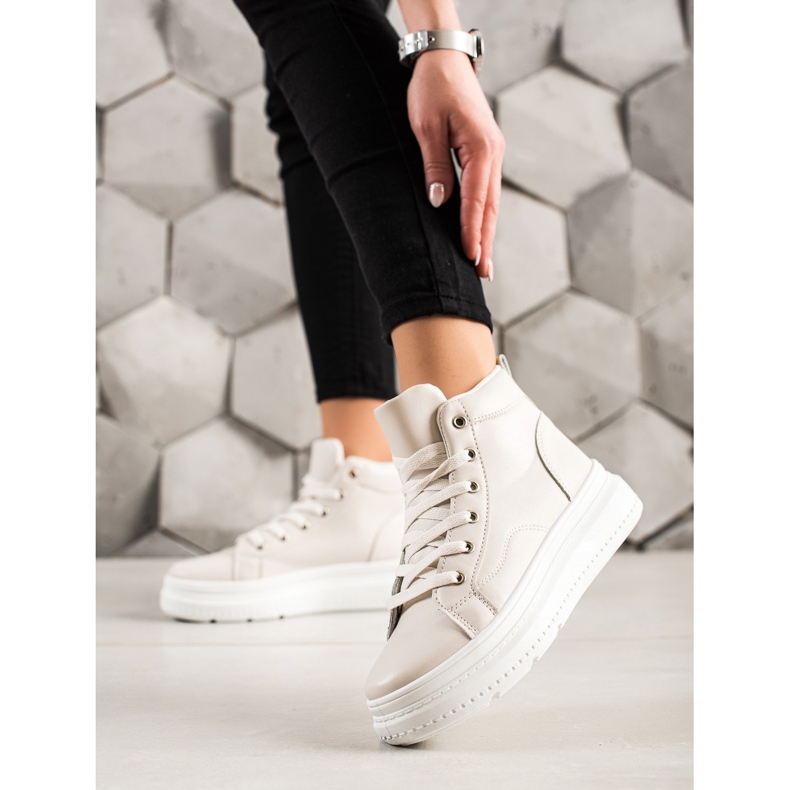 Renda Adidași Înalți Cu Piele Ecologică bej 2