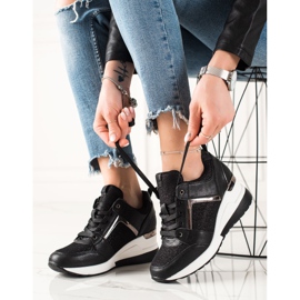 TRENDI Adidași ușori cu pană negru 1