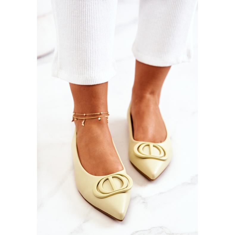 PS1 Balerini din piele în Spitz verde strălucitor al lui Rachelle galben 1