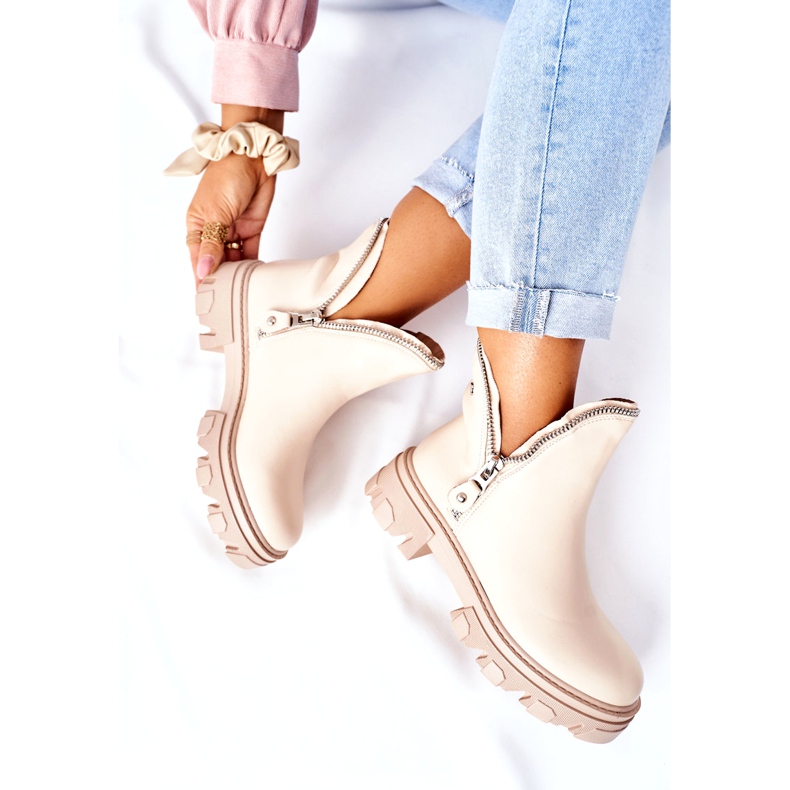 FI1 Cizme pentru femei cu decupaje Ritm bej 4