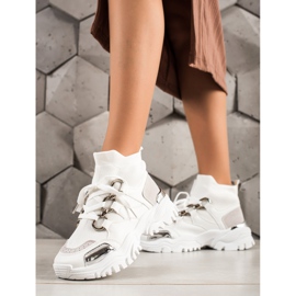 TRENDI Adidași de modă alb argint gri 2