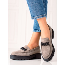 Mocasini gri din piele intoarsa LA.FI negru 1