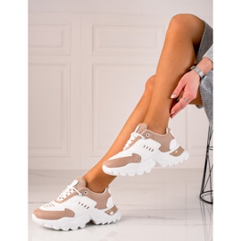 TRENDI Adidași cu plasă bej alb 1