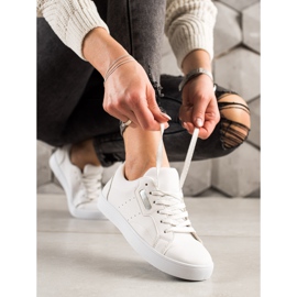 TRENDI Pantofi Sport Ușori Din Piele Ecologică alb argint 1