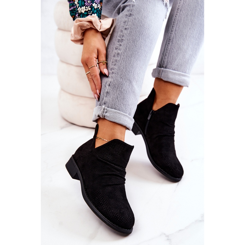 PS1 Cizme șifonate ajurate Cynthia Neagră negru 2