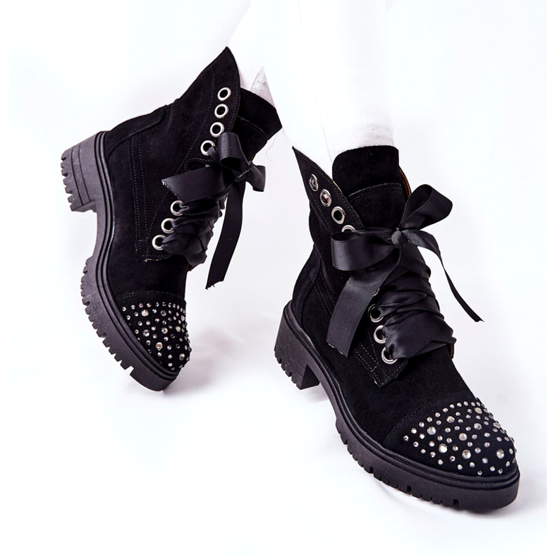 Lewski Shoes Cizme din piele de căprioară Lucrări Lewski Pantofi legați 3069 negru 2