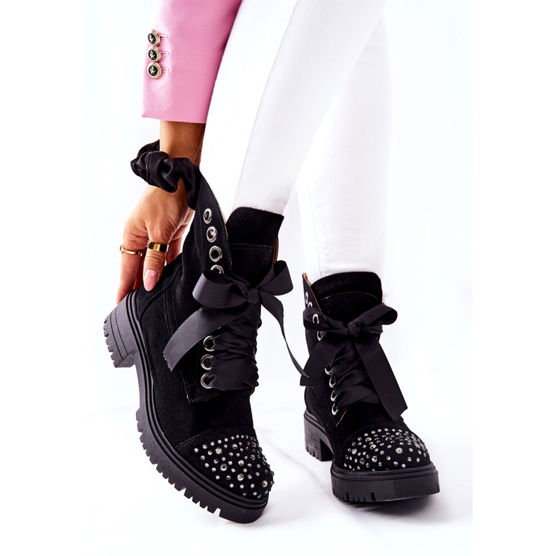 Lewski Shoes Cizme din piele de căprioară Lucrări Lewski Pantofi legați 3069 negru 3