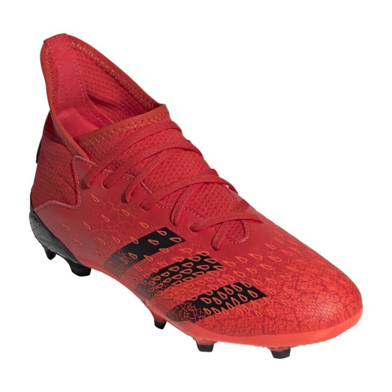 Ghete de fotbal Adidas Predator Freak.3 Fg Jr FY6282 portocale si rosii 4