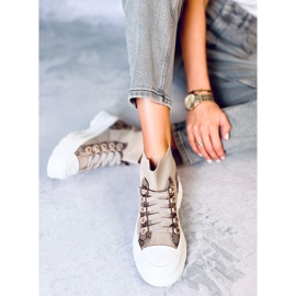 Adidași Reta Khaki cu șosete la gleznă bej maro 2 Adidași Reta Khaki cu șosete la gleznă bej maro 2