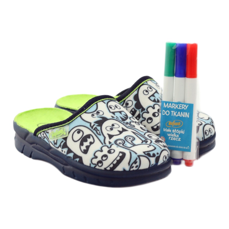 Pantofi pentru copii Befado de colorat papuci alb albastru marin albastru 5