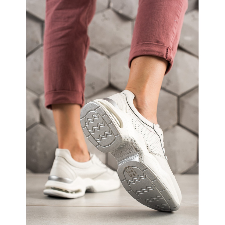 Goodin Adidași din piele ajurată alb 2