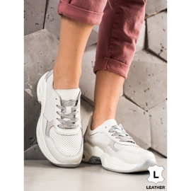 Goodin Adidași din piele ajurată alb argint 1