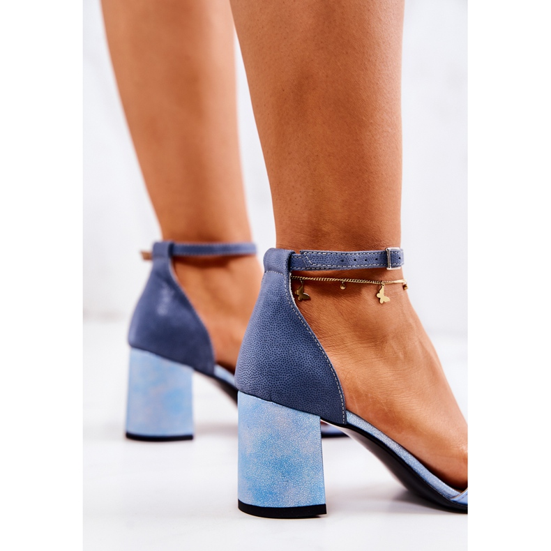 PA2 Sandale din piele pe un bar Lorene albastru 1