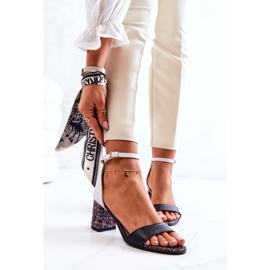 PA2 Sandale din piele pe un bar Lorene alb-negru multicolor 2