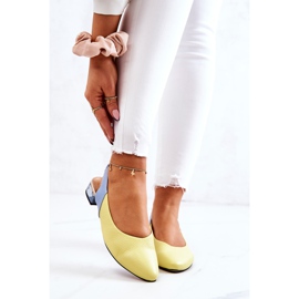 PA2 Piele Toc Deschis Balerina Galben-Albastru Noreen 2