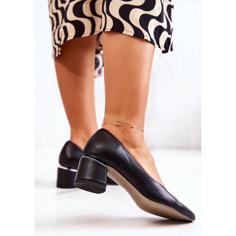 Pompe din Piele Deget În Spitz Negru Marilyn 1