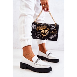 PL5 Mocasini din Piele Litere La.Fi White Jenefer alb 1